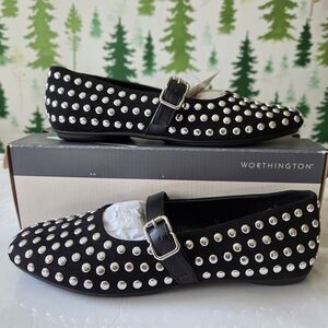 Worthington Black Studded Ballet Flats